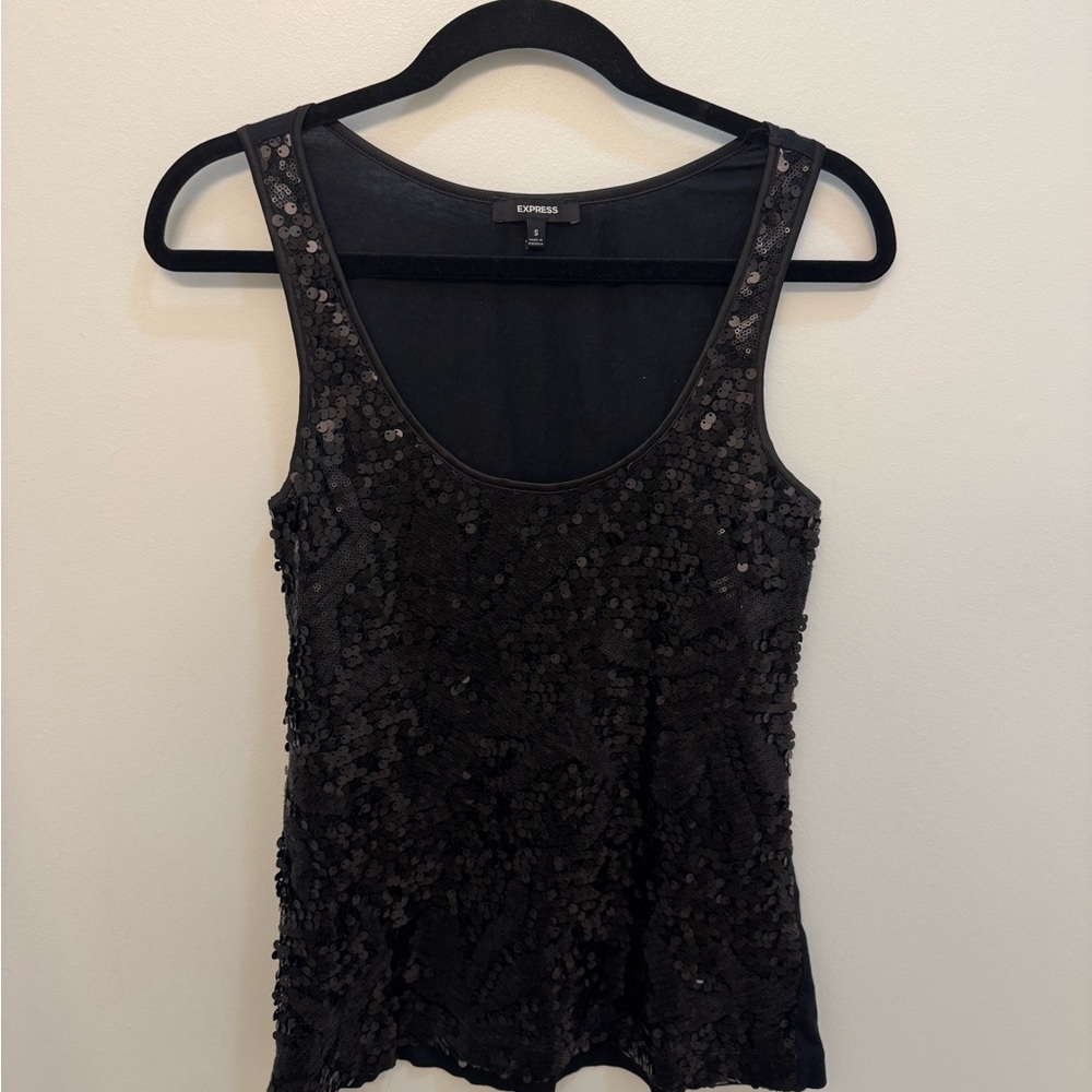 Express Black Sequin Tank Top